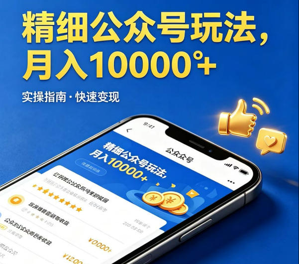 精细化公众号玩法，我们给你提供文章，你来负责发布，收益可观，月入1W+【揭秘】-52项目站
