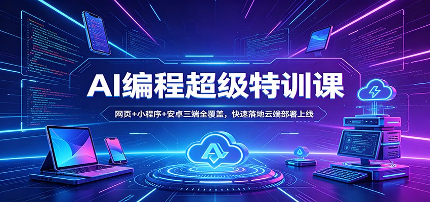 AI编程超级特训课：网页+小程序+安卓三端全覆盖，快速落地云端部署上线-52项目站