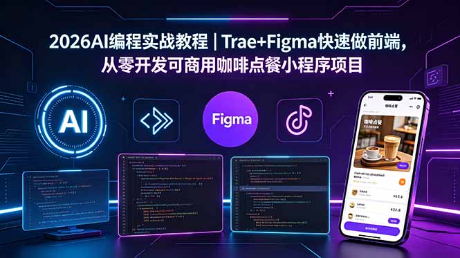 2026AI编程实战教程|Trae+Figma快速做前端,从零开发可商用咖啡点餐小程序项目-52项目站