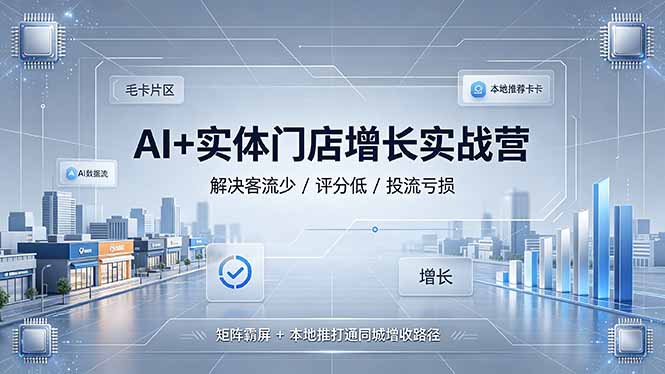 AI+实体门店增长实战营,解决客流少/评分低/投流亏损;矩阵霸屏+本地推打通同城增收路径-52项目站