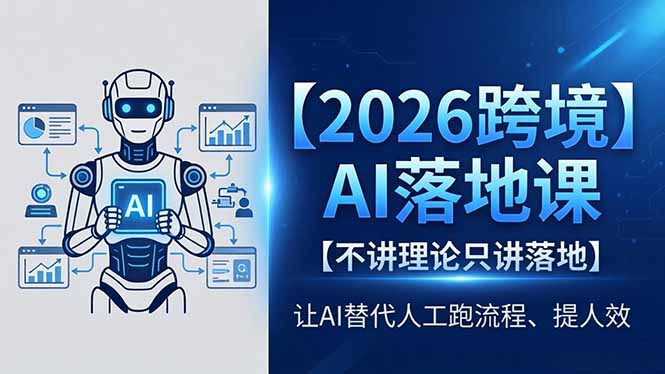 2026跨境AI落地课，不讲理论只讲落地，让AI替代人工跑流程、提人效-52项目站