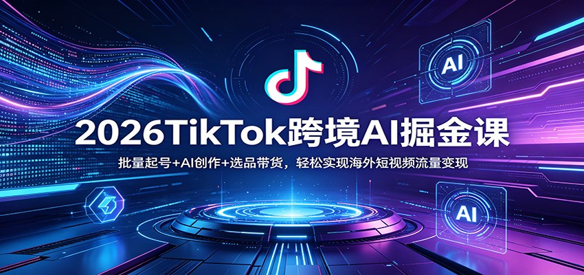 2026TikTok跨境AI掘金课：批量起号+AI创作+选品带货，轻松实现海外短视频流量变现-52项目站