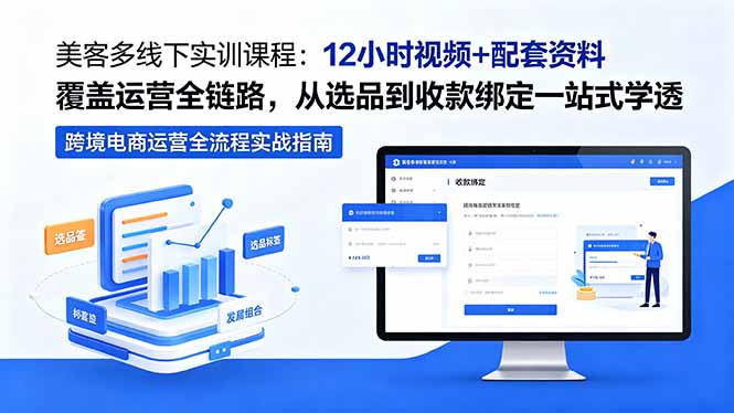 美客多线下实训课程:12小时视频+配套资料覆盖运营全链路,从选品到收款绑定一站式学透-52项目站