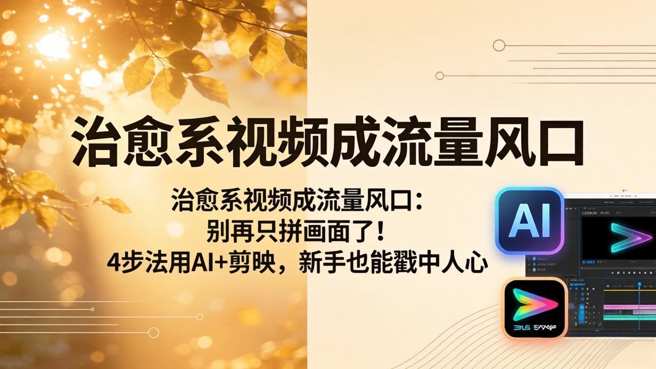 治愈系视频成流量风口：别再只拼画面了！4步法用AI+剪映，新手也能戳中人心-52项目站