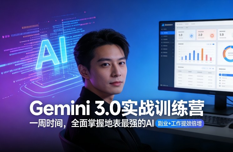 Gemini 3.0实战训练营，一周时间，全面掌握地表最强的AI，副业+工作提效倍增-52项目站