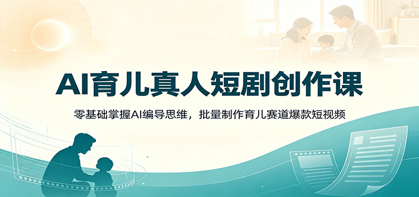 AI育儿真人短剧创作课：零基础掌握AI编导思维，批量制作育儿赛道爆款短视频-52项目站
