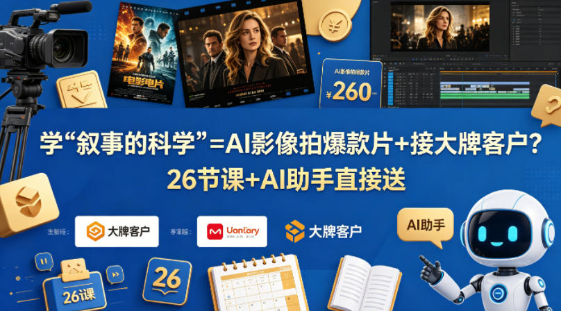 学《叙事的科学》=AI影像拍爆款片+接大牌客户？26节课+AI助手直接送【原创双语字幕】-52项目站