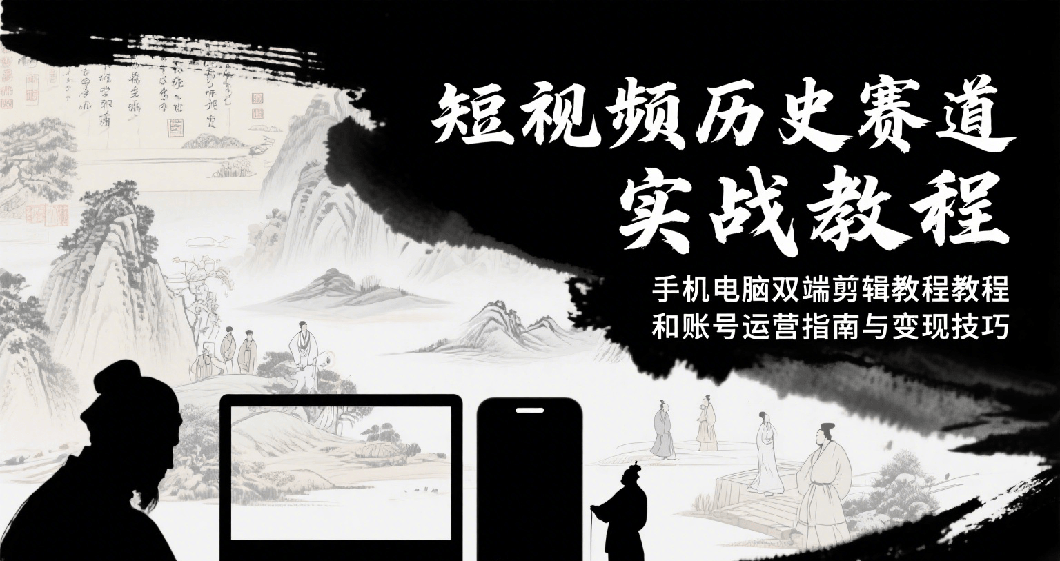 短视频历史赛道实战教程，手机电脑双端剪辑教程和账号运营指南与变现技巧-52项目站