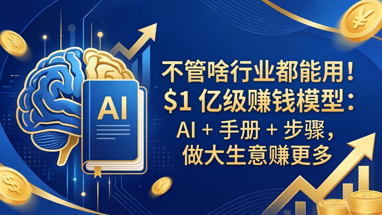 不管啥行业都能用！$1 亿级赚钱模型：AI + 手册 + 步骤，做大生意赚更多-52项目站