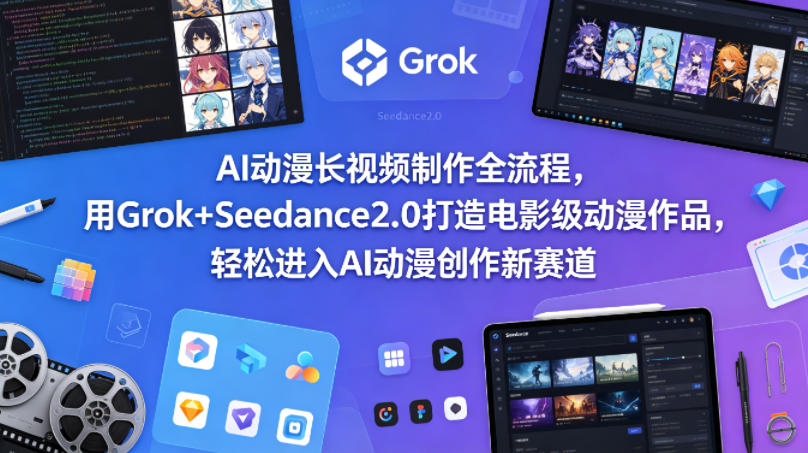 AI动漫长视频制作全流程，用Grok+Seedance2.0打造电影级动漫作品，轻松进入AI动漫创作新赛道-52项目站