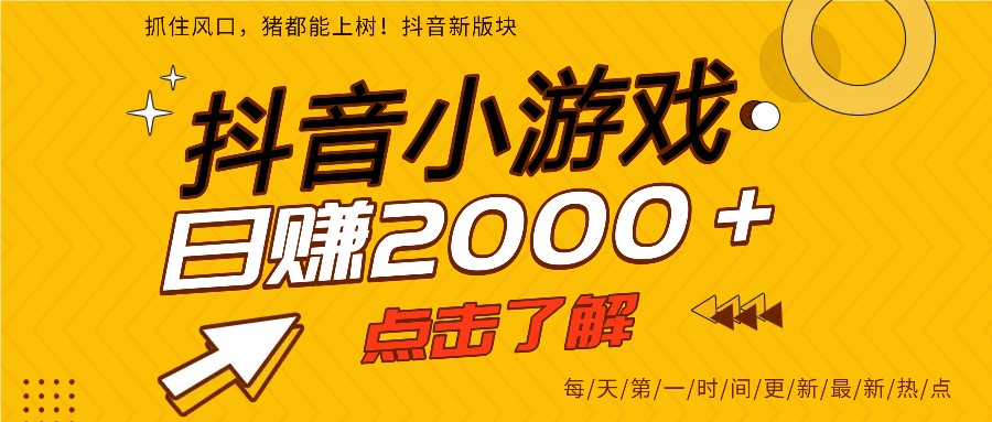 5年爆火的抖音小游戏项目,一部手机日入2000+-52项目站
