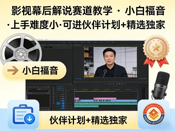 某大佬的影视幕后解说赛道教学,小白福音,上手难度小,可进伙伴计划+精选独家-52项目站