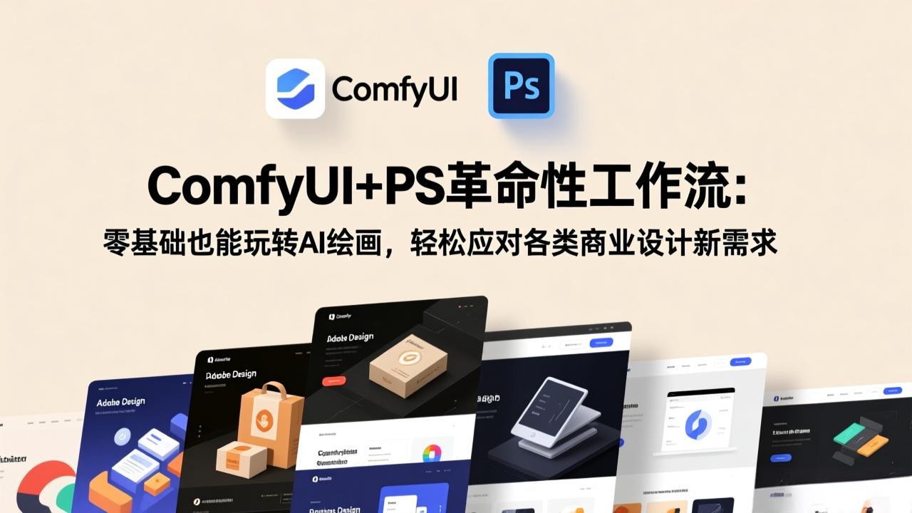 ComfyUI+PS革命性工作流：零基础也能玩转AI绘画，轻松应对各类商业设计新需求-52项目站