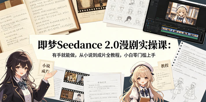 即梦Seedance 2.0漫剧实操课：有手就能做，从小说到成片全教程，小白零门槛上手-52项目站