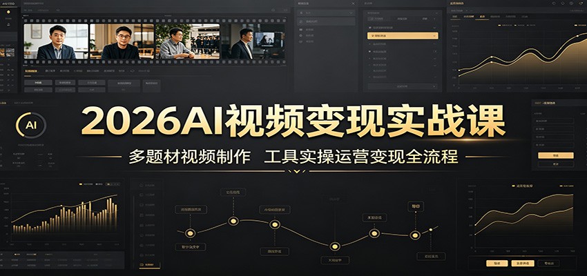 2026AI视频变现实战课：多题材视频制作，工具实操运营变现全流程-52项目站