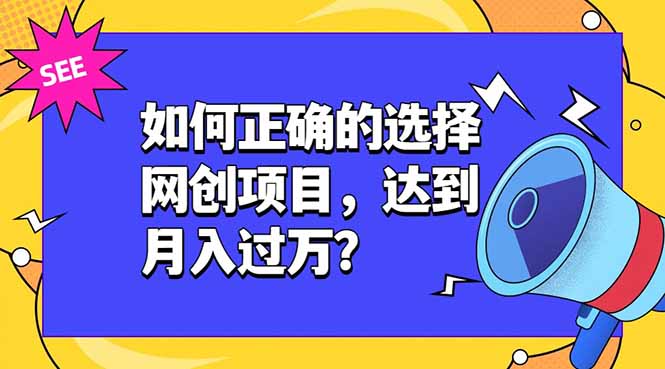 如何正确的选择网创项目，达到月入过万？，本课程教你正确选择项目。-52项目站
