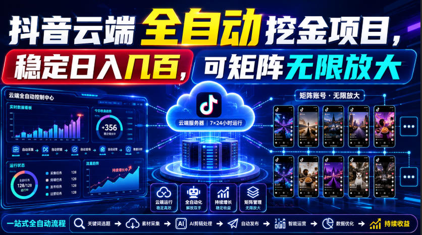 Dy云端全自动挖金项目，稳定日入几百，可矩阵无限放大！【揭秘】-52项目站