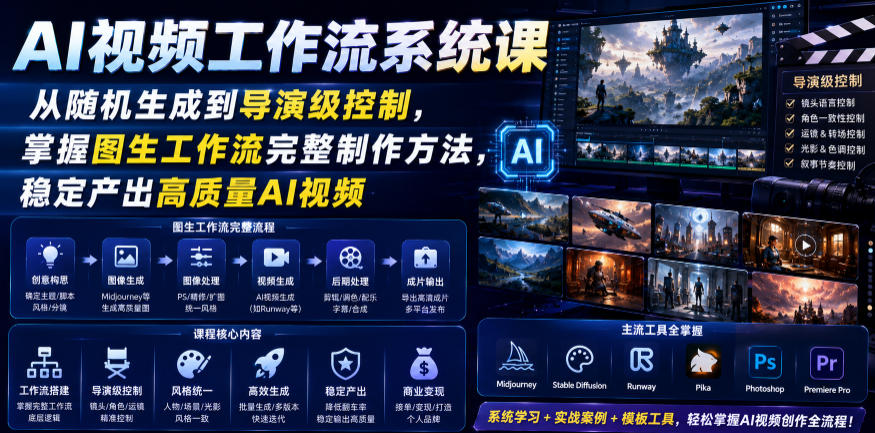 AI视频工作流系统课,从随机生成到导演级控制,掌握图生工作流完整制作方法,稳定产出高质量AI视频-52项目站