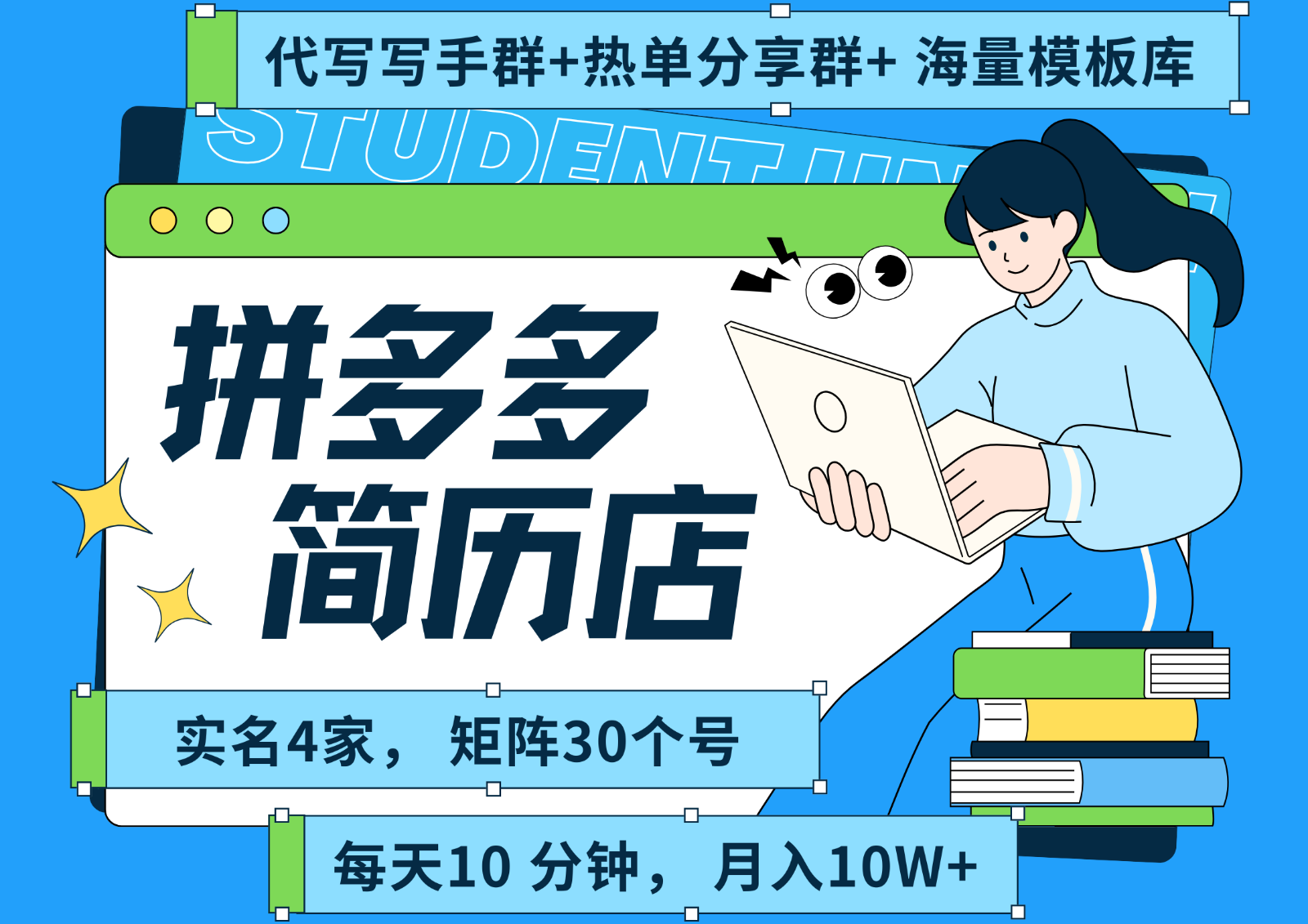 拼多多电商 拼多多 虚拟资料 简历 海报代写 全SOP流程 毫无保留分享(含后端资料)-52项目站