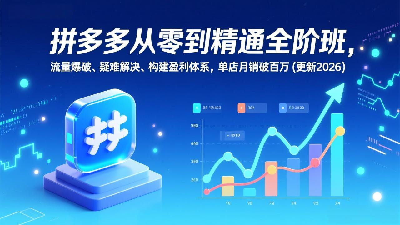 拼多多从零到精通全阶班，流量爆破、疑难解决，构建盈利体系，单店月销破百万(更新2026-52项目站