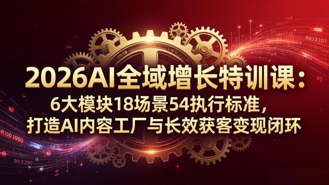 2026AI全域增长特训课：6大模块18场景54执行标准，打造AI内容工厂与长效获客变现闭环-52项目站