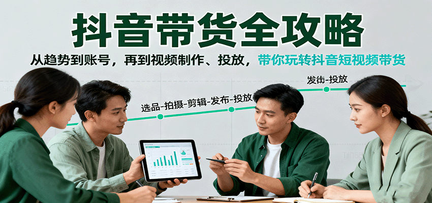 抖音带货全攻略:从趋势到账号,再到视频制作、投放,带你玩转抖音短视频带货-52项目站
