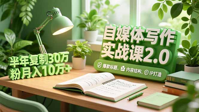自媒体写作实战课2.0，爆款标题、内容结构、IP打造，半年复制30万粉月入10万+-52项目站