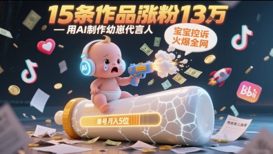 用AI制作幼崽代言人,宝宝的控诉火爆全网,15条作品涨粉13W,单号月入5位数实操教程-52项目站