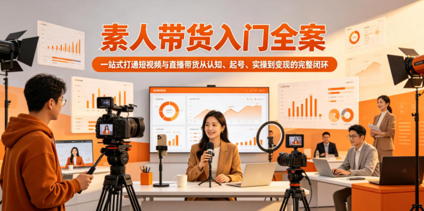 素人带货入门全案，一站式打通短视频与直播带货从认知、起号、实操到变现的完整闭环-52项目站