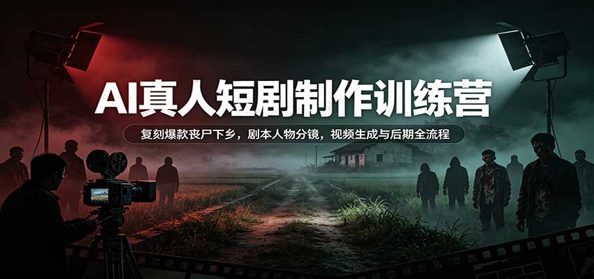 AI真人短剧制作训练营：复刻爆款丧尸下乡，剧本人物分镜，视频生成与后期全流程-52项目站