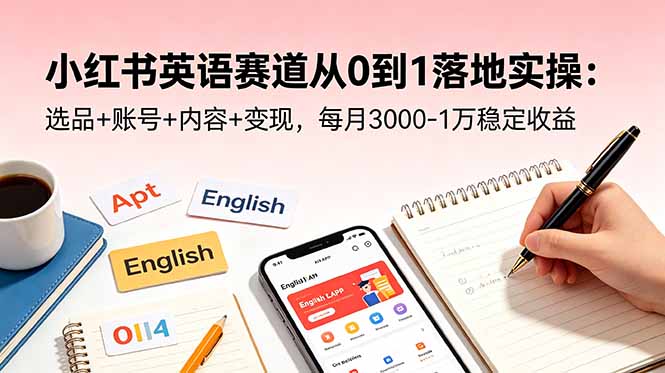 小红书英语赛道从0到1落地实操:选品+账号+内容+变现,每月3000-1万稳定收益-52项目站