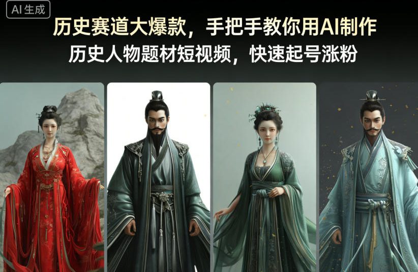 历史赛道大爆款，手把手教你用AI制作历史人物题材短视频，快速起号涨粉-52项目站