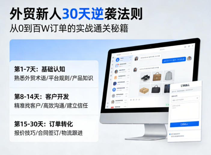 外贸新人30天逆袭法则，教你从0到百W订单的实战通关秘籍-52项目站