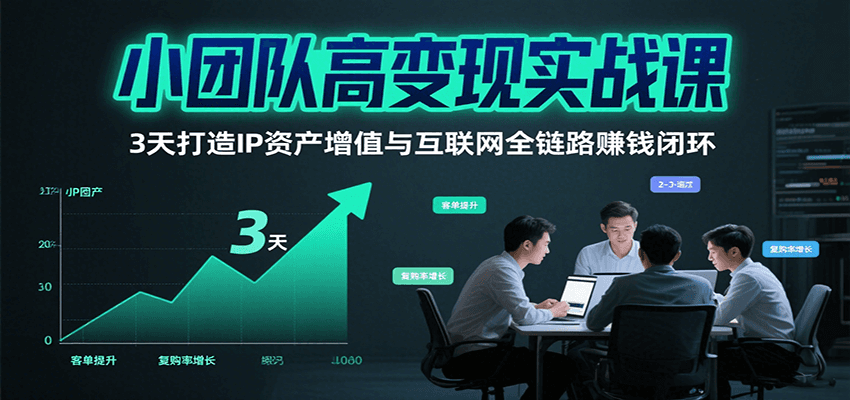 小团队高变现实战课,3天打造IP资产增值与互联网全链路赚钱闭环(第二期)-52项目站