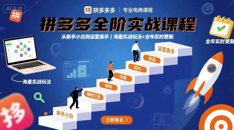 拼多多全阶实战课程，从新手小白到运营高手，海量实战玩法+全年实时更新【2025年9月更新】-52项目站