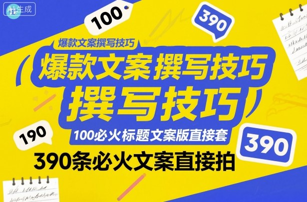 爆款文案撰写技巧,100个必火标题文案模版直接套,390条必火文案直接拍-52项目站
