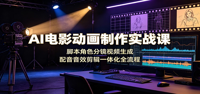 AI电影动画制作实战课：脚本角色分镜视频生成，配音音效剪辑一体化全流程-52项目站