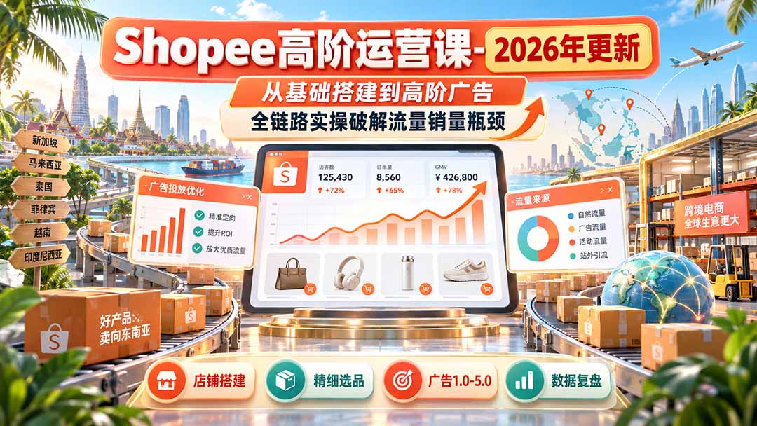 Shopee高阶运营课-更新9月，从基础搭建到高阶广告，全链路实操破解流量销量瓶颈-52项目站