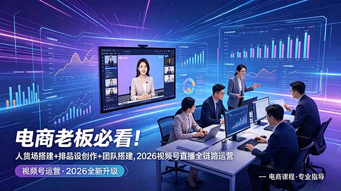 电商老板必看!人货场搭建+排品设计+素材创作+团队搭建,2026视频号直播全链路运营-52项目站