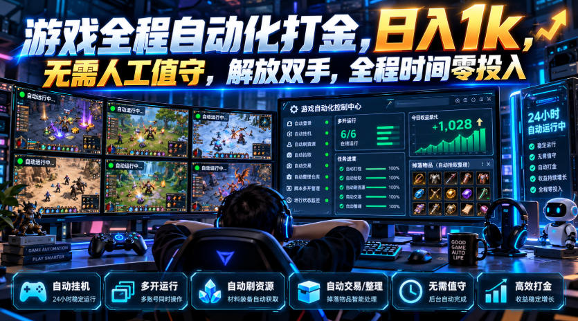 游戏全程自动化打金,日入1k,无需人工值守,解放双手,全程时间零投入【揭秘】-52项目站