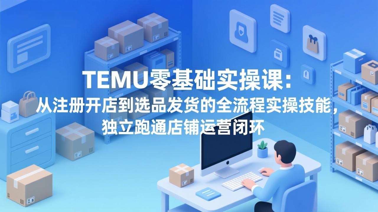 TEMU零基础实操课：从注册开店到选品发货的全流程实操技能，独立跑通店铺运营闭环-52项目站