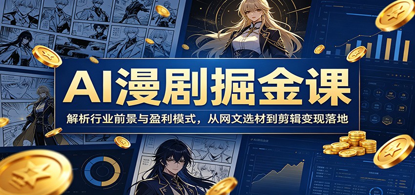 AI漫剧掘金课:解析行业前景与盈利模式,从网文选材到剪辑变现落地-52项目站