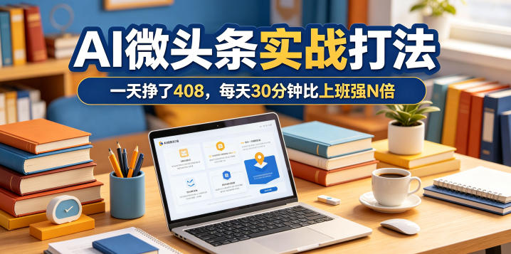 一天挣了408,AI微头条实战打法,每天30分钟比上班强N倍-52项目站