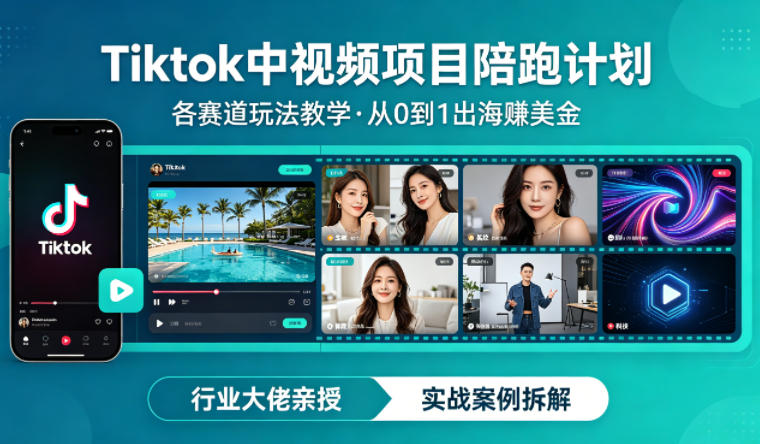 某大佬的Tiktok中视频项目陪跑,涵盖TK各个赛道玩法教学,从0到1出海賺美金-52项目站