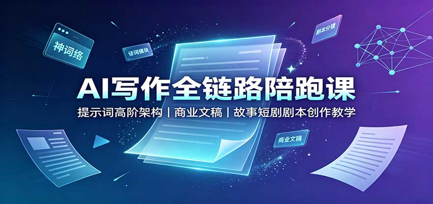 AI写作全链路陪跑课：提示词高阶架构，商业文稿，故事短剧剧本创作教学-52项目站