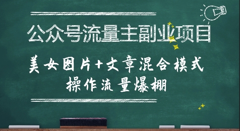 公众号流量主副业项目，美女图片+文章混合模式操作流量爆棚-52项目站
