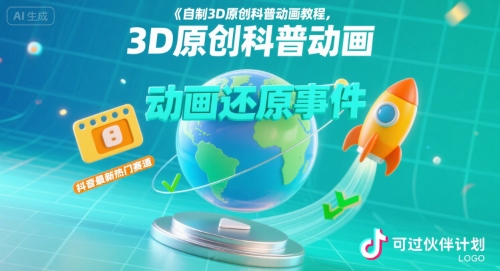 自制3D原创科普动画教程,动画还原事件,抖音最新热门赛道,可过伙伴计划-52项目站