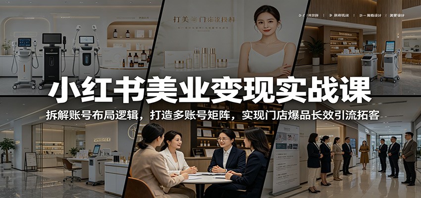 小红书美业变现实战课:拆解账号布局逻辑,打造多账号矩阵,实现门店爆品长效引流拓客-52项目站