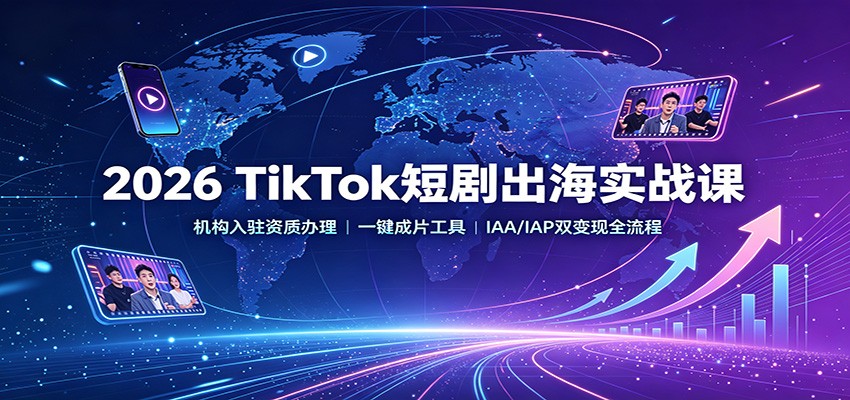 2026 TikTok短剧出海实战课：机构入驻资质办理，一键成片工具，IAA/IAP双变现全流程-52项目站
