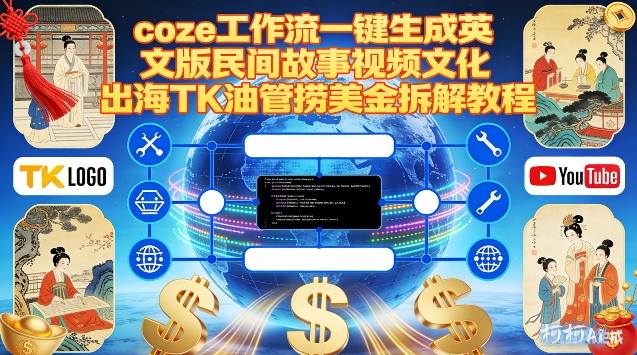 Coze扣子工作流一键生成英文版民间故事视频，文化出海TK油管捞美金拆解教程-52项目站